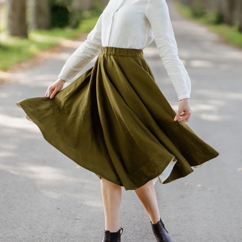 Son de Flor Classic Circle Skirt | Rosemary Green | Size M